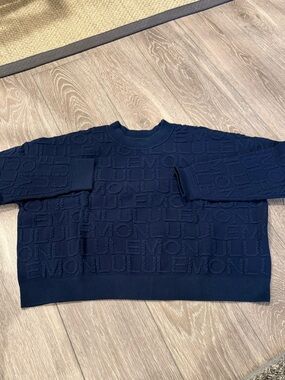Lululemon Cotton Blend Jacquard Crew Sweater Blue/Club Blue